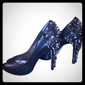 Sam Edelman black studded peep toe heels